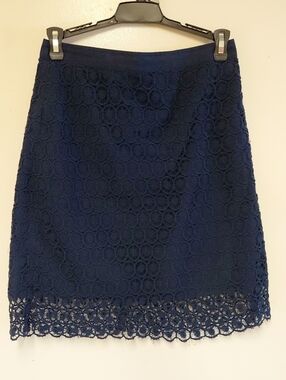 Loft Navy Blue Embroidered Lace A-Line Skirt Size 0